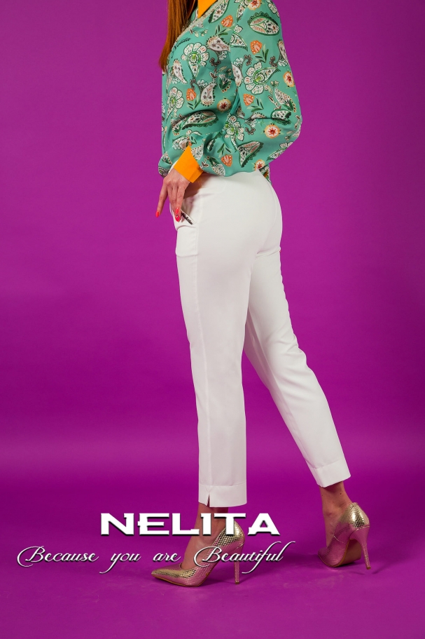 Елегантен панталон NELITA в бяло 2310/879