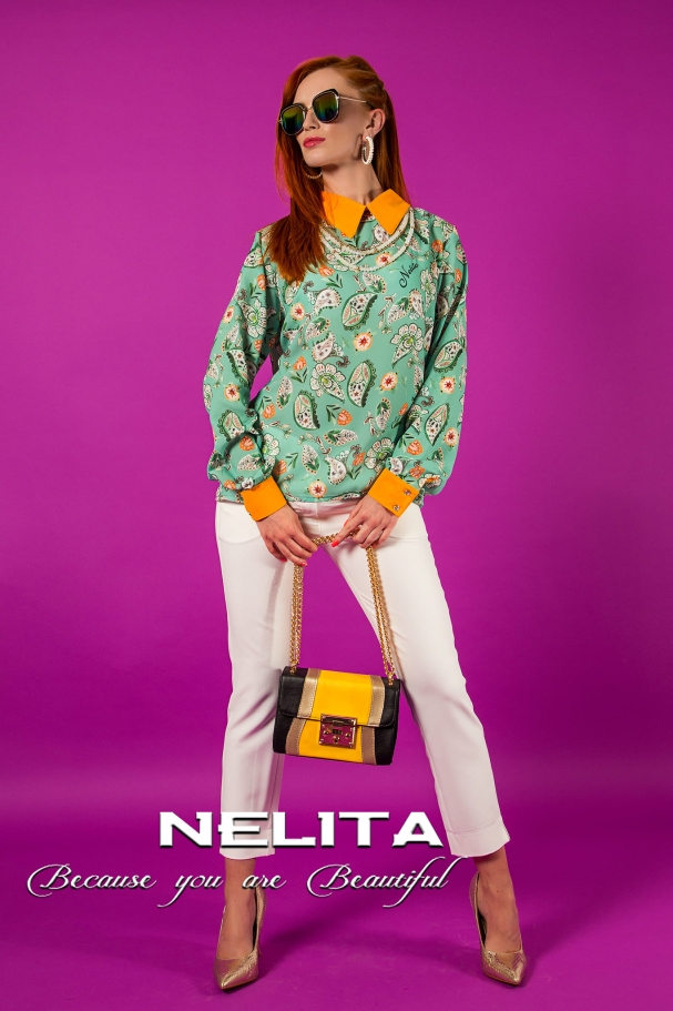 Елегантна риза NELITA с дизайнерски принт и аксесоар 2309/915