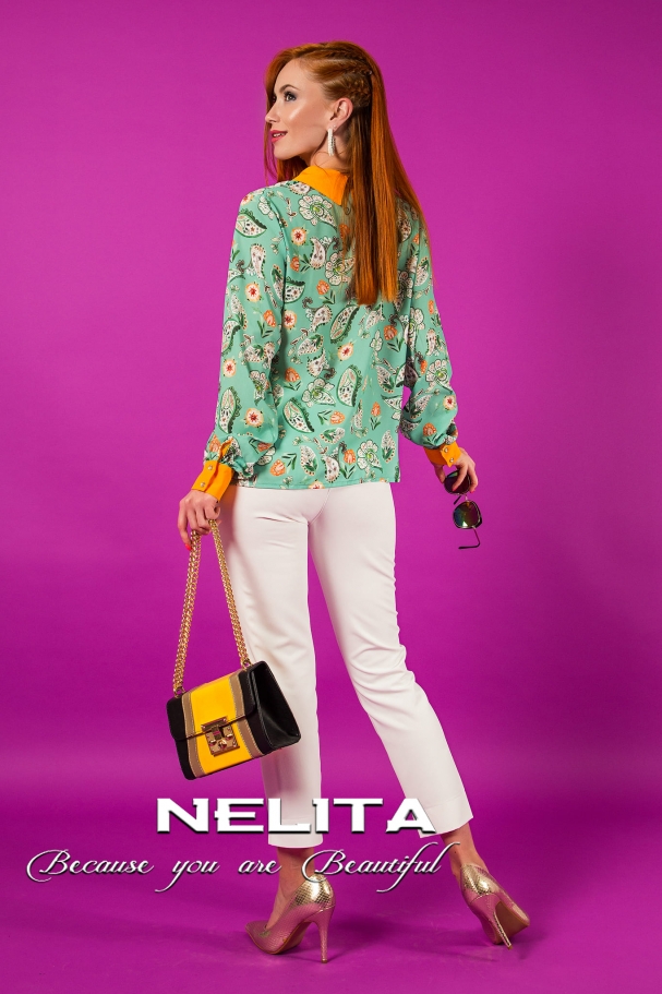 Елегантна риза NELITA с дизайнерски принт и аксесоар 2309/915