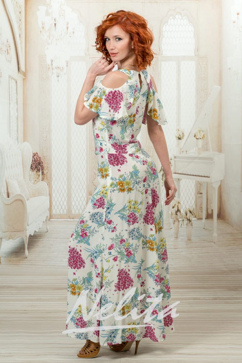 Елегантна рокля NELITA с цепка с флорален принт