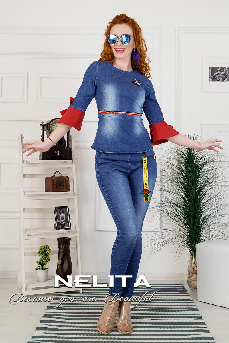 Спортно-елегантна блузка NELITA с панделки на ръкава 2640/980а