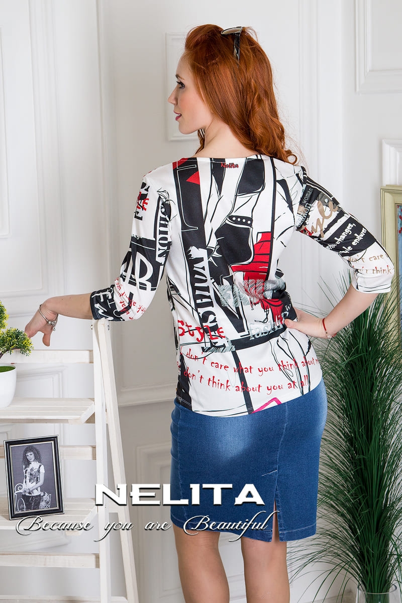 Спортно-елегантна блуза NELITA с дизайнерски принт