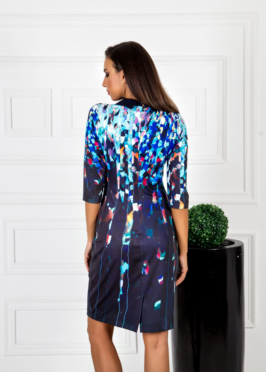 Дамска рокля с флорален принт в синьо 3453/956