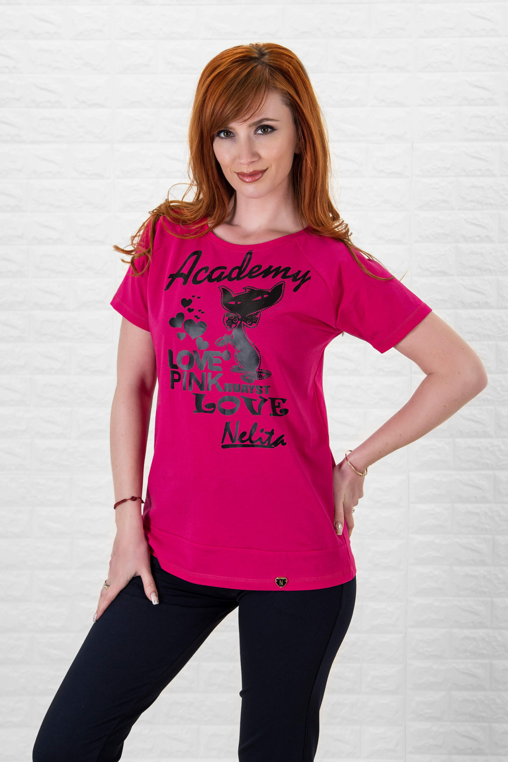 Дамска ефектна блуза с принт