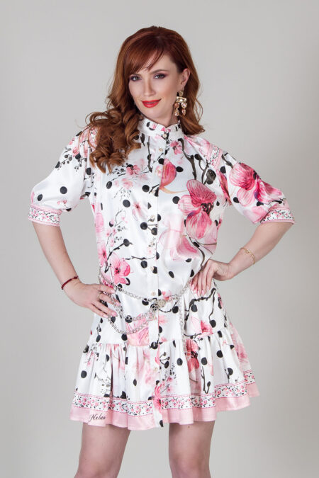 Рокля от еластичен сатен