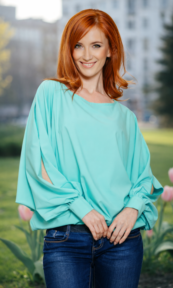Дамска блуза в цвят мента