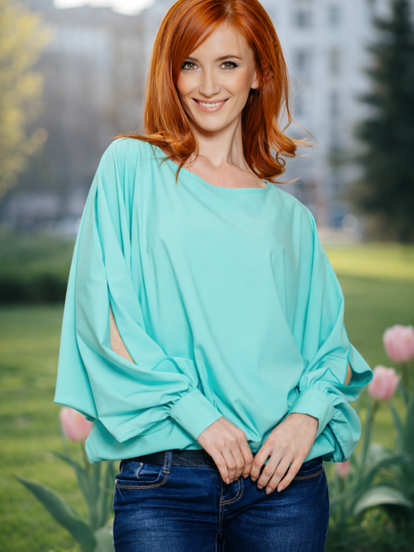 Дамска блуза в цвят мента