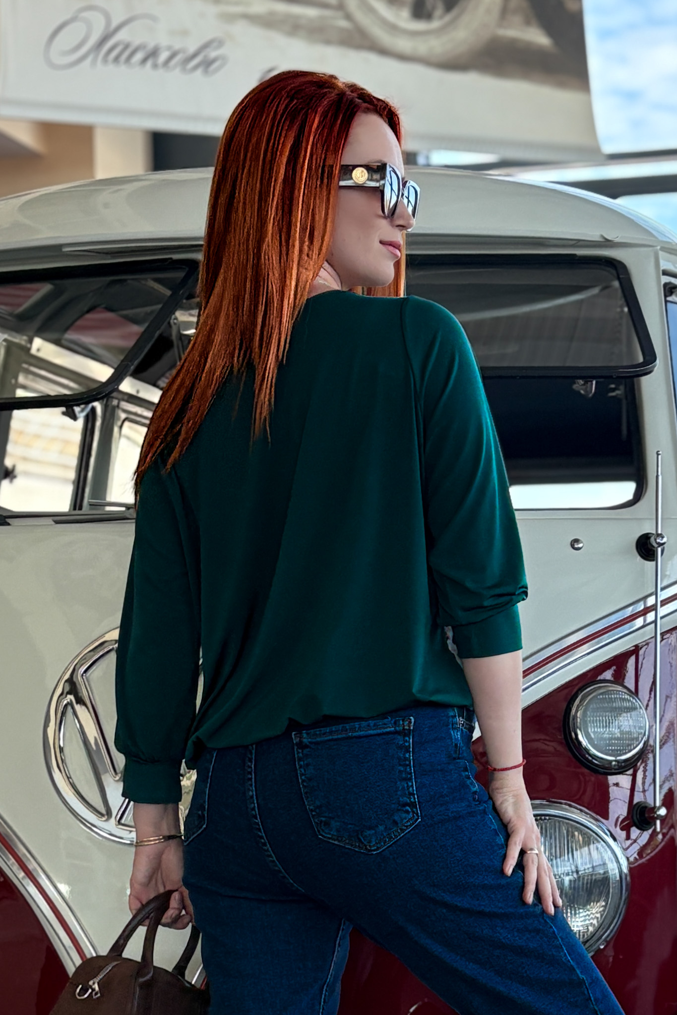 Блуза в зелено с принт - Image 3