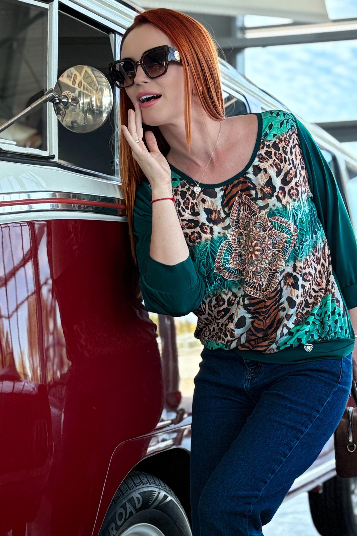 Блуза в зелено с принт - Image 7