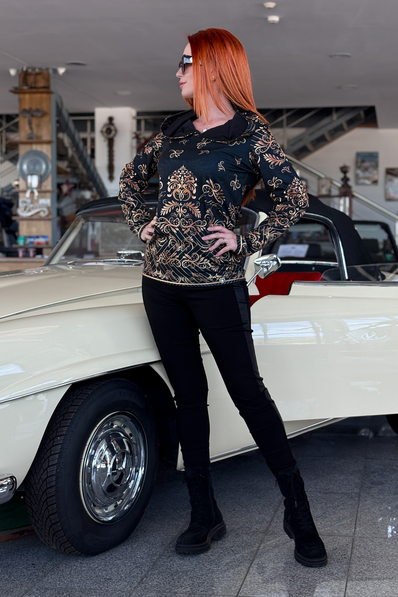 Блуза с ефектен принт злато - Image 5