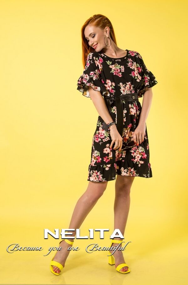 Елегантна рокля NELITA в цветен десен