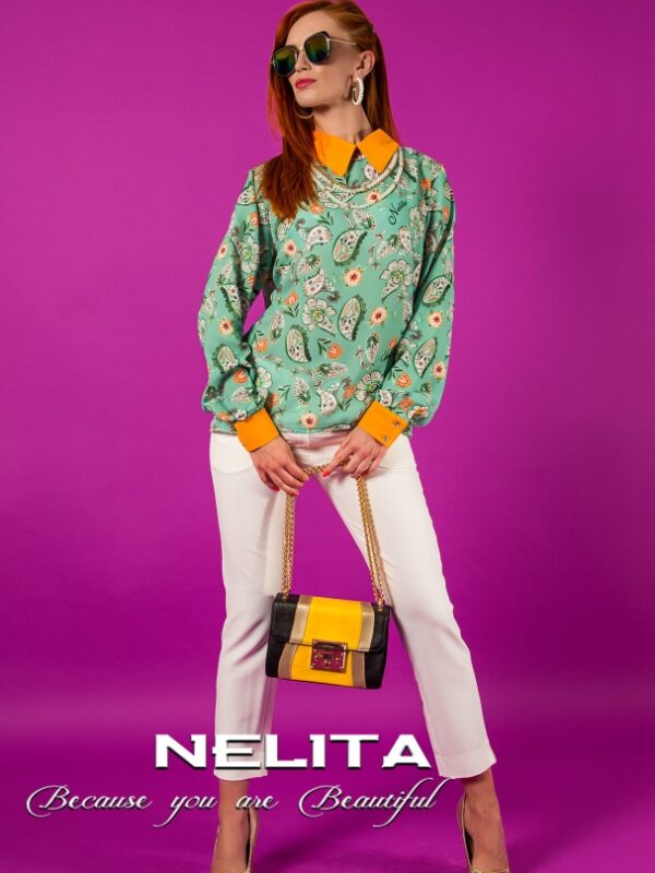 Елегантна риза NELITA с дизайнерски принт и аксесоар 2309/915