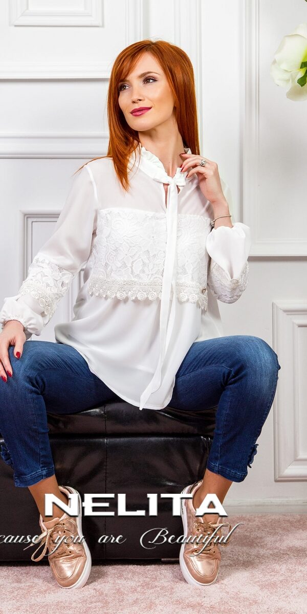 Елегантна риза NELITA с дантела в екрю