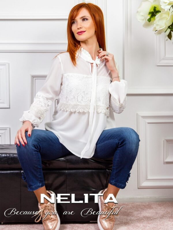 Елегантна риза NELITA с дантела в екрю