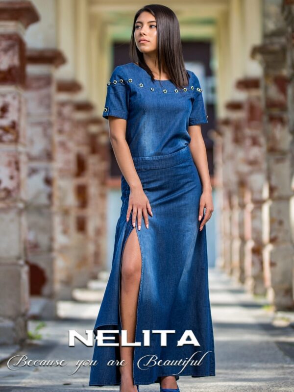 Спортно-елегантна рокля NELITAот деним 2082/949