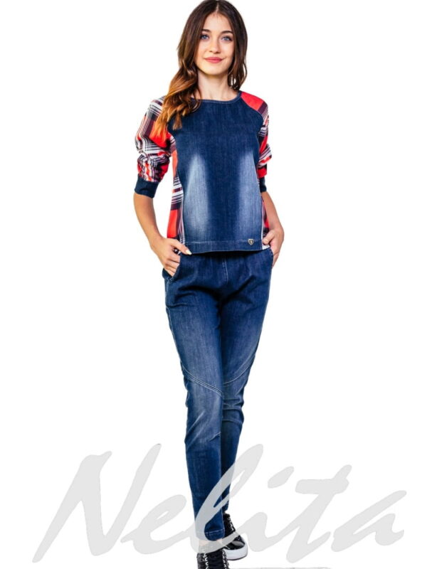 Спортно-елегантен комплект от деним