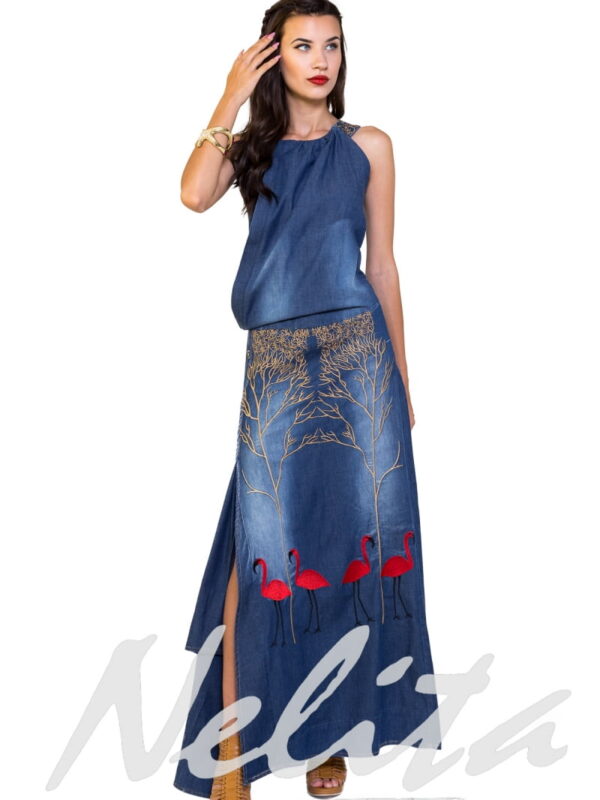 Рокля от деним с бродерия 1476/400