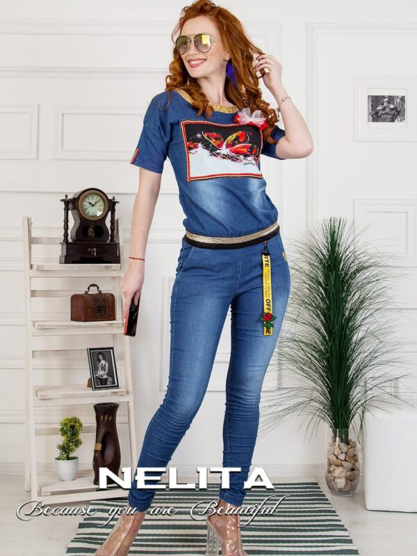 Спортно-елегантна блузка NELITA с пано и панделка 2628/992