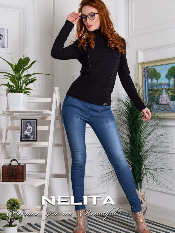 Елегантна блузка  NELITA с кожени елементи