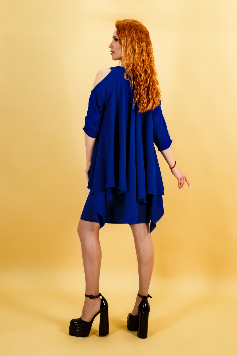 Елегантна асиметрична рокля NELITA от две части със шифон - Image 2