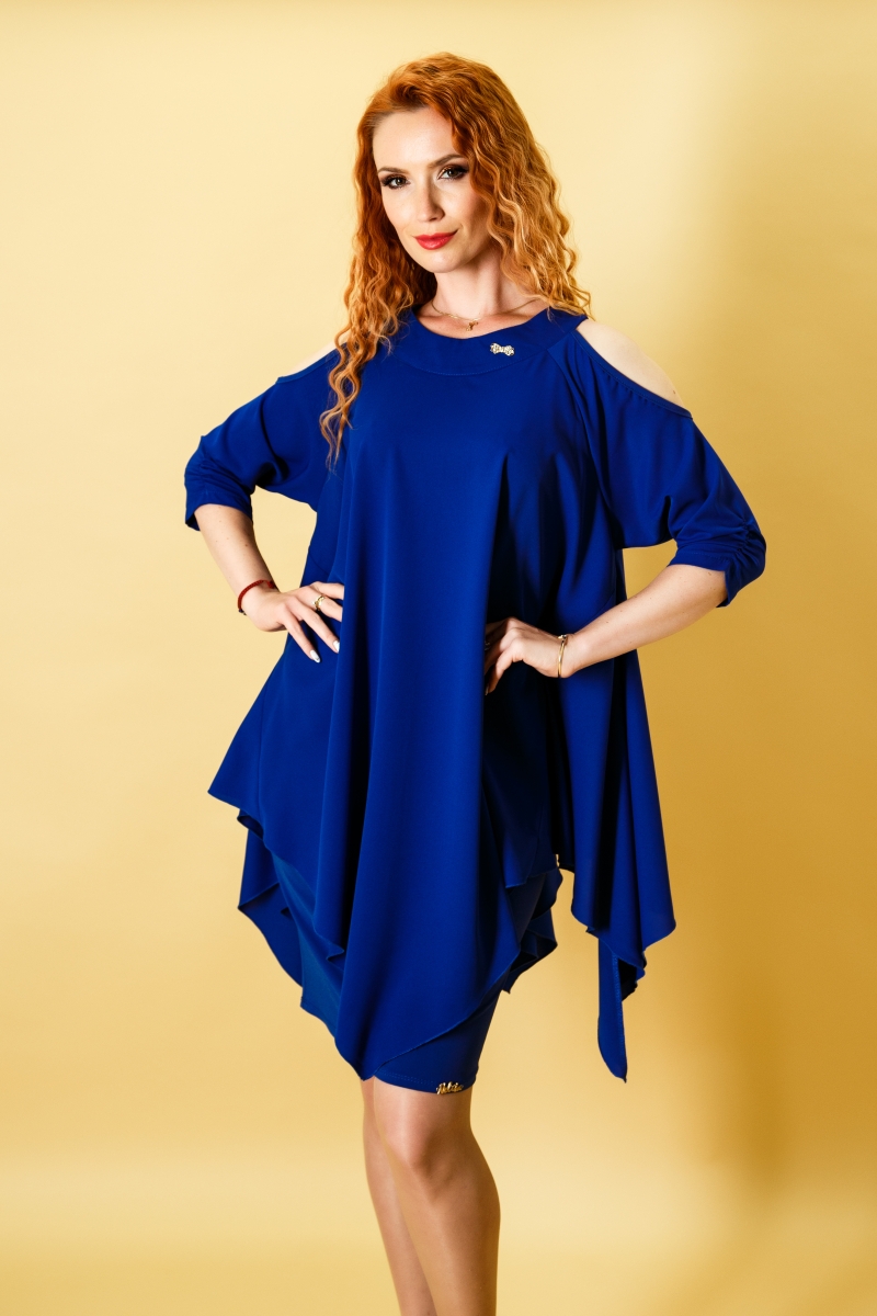 Елегантна асиметрична рокля NELITA от две части със шифон - Image 5