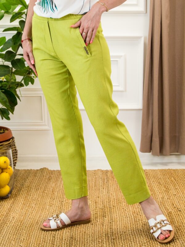 Панталон NELITA в зелен лен