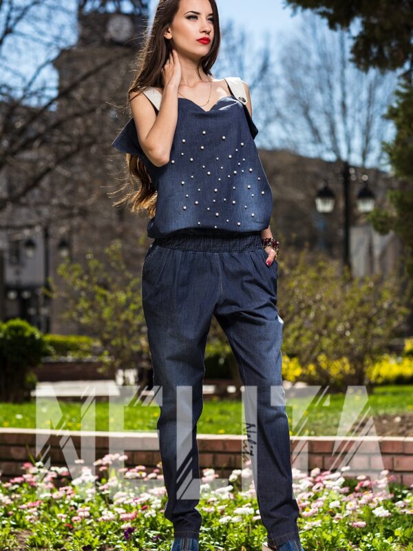 Гащеризон от деним с декоративни перли 1327/672