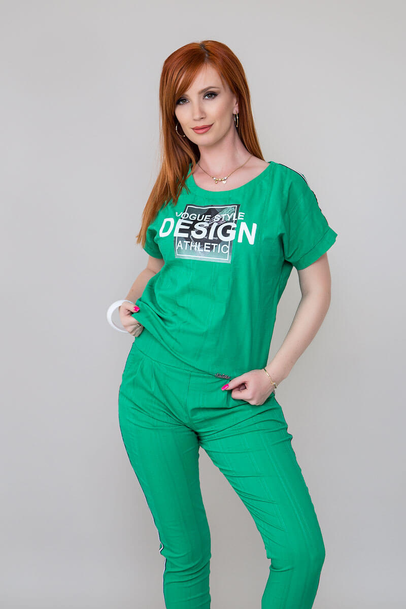 Спортен комплект от туника и панталон в зелено - Image 2