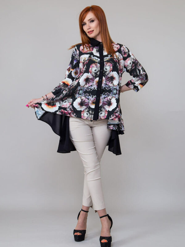 Дамска ефектна риза с авторски принт