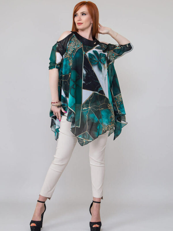 Шикозна туника в изумрудено зелено