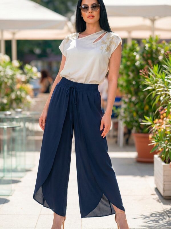 Летен широк панталон с връзки